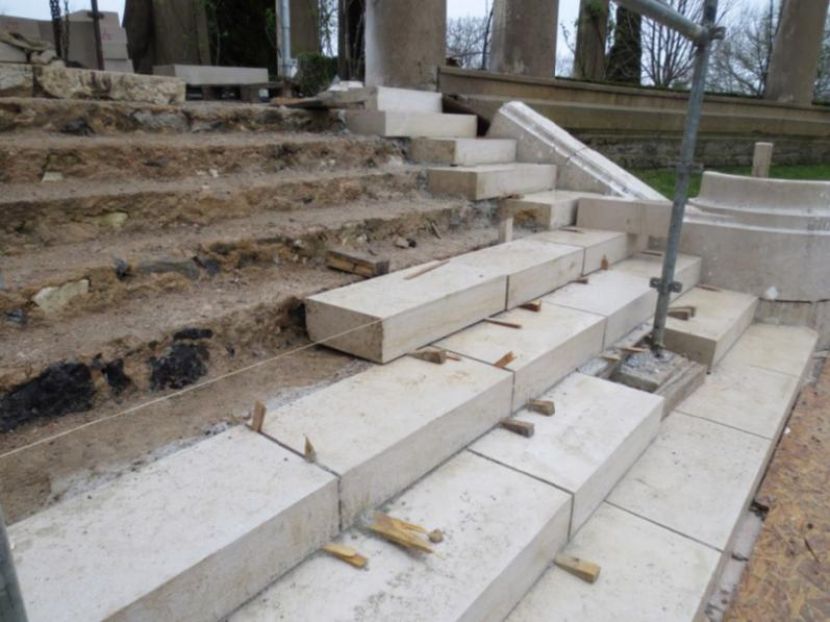 Arnaga Pergola Grand Escalier pendant restauration